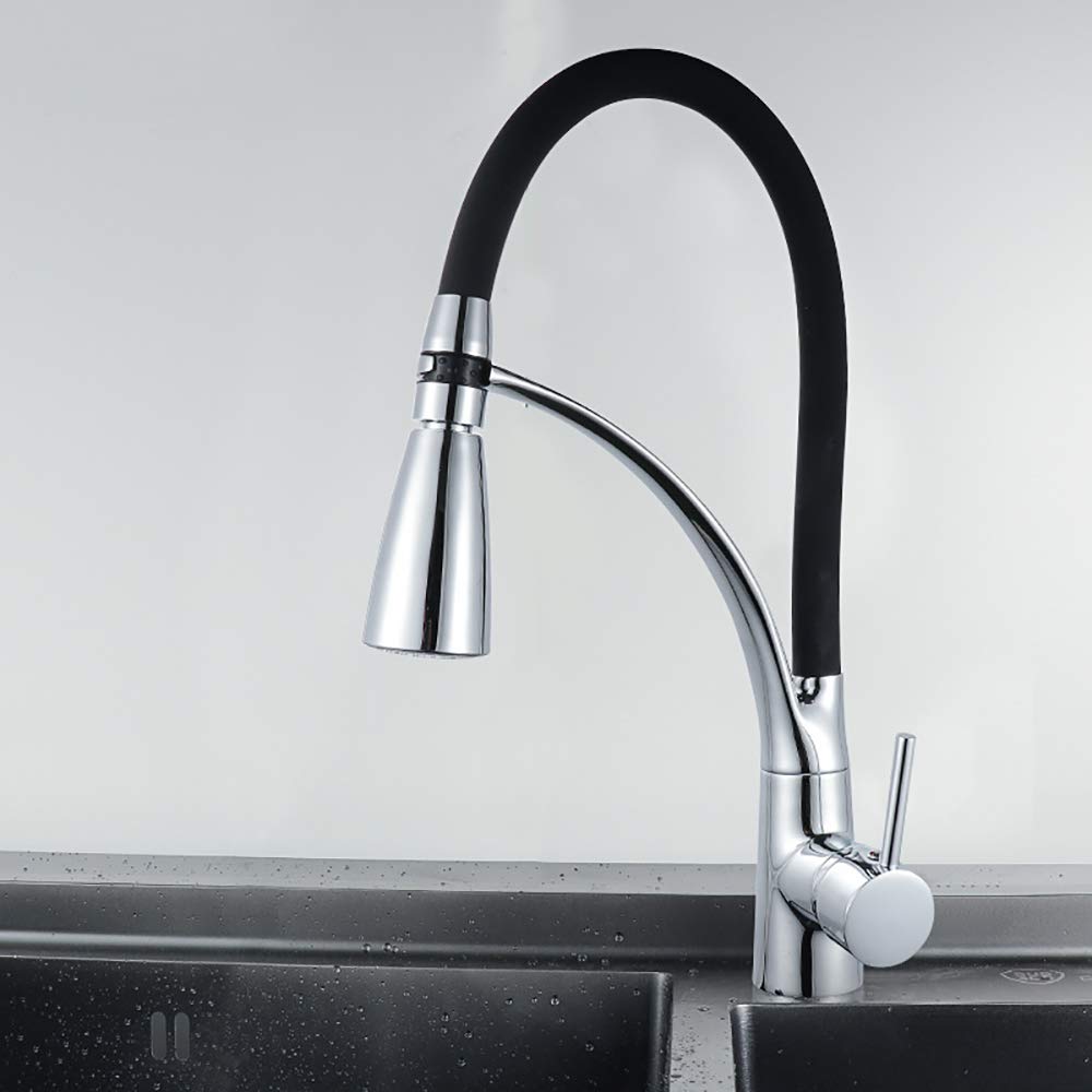 ANLIN - Grifo de cocina flexible con rotación de 360 grados, latón y LED, descoloración con temperatura