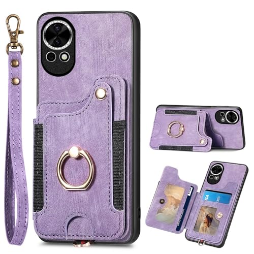 Coque Motorola Moto E20 E30 E40 Asuwish violette avec protège-écran verre et porte-carte RFID