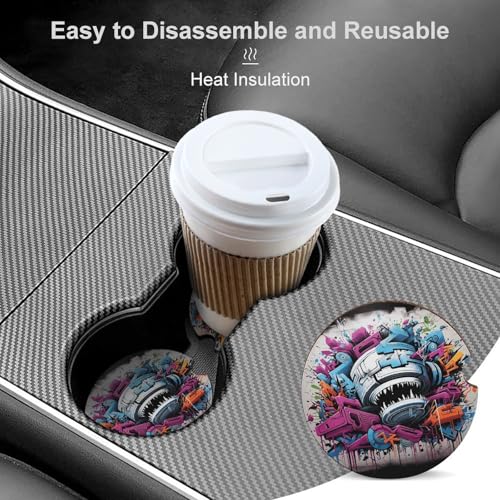 Portavasos para carro con diseño graffiti, 2 piezas miniatura 4
