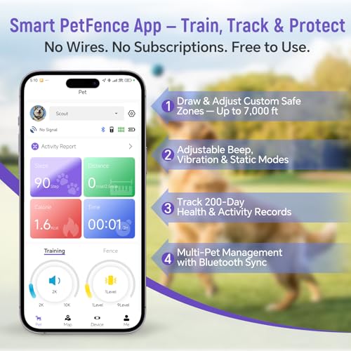 RAINLEOTI GPS Wireless Dog Fence – with Dog Collar, Remote & Free App, Custom GPS Fence, Adjustable Beep/Vibration/Static, IP67 Waterproof, Long Battery Life, for Dogs 10–120 lbs, Remote Kit — view 3
