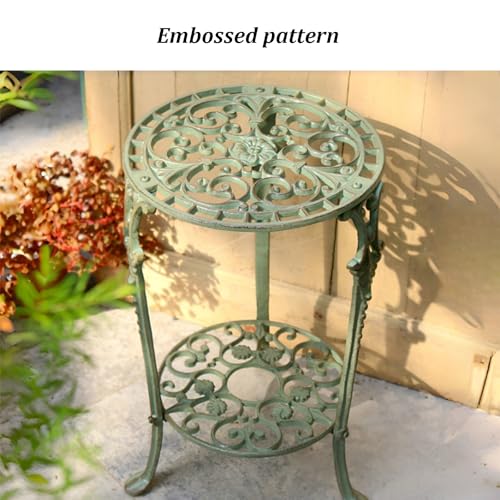 Table de jardin stable en fer forgé anti-vent à double plateau