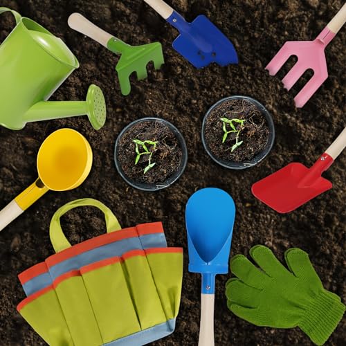 image for Qtioucp Kids Gardening Set 14Pcs Gardening Tools for Kids with Tote Ba