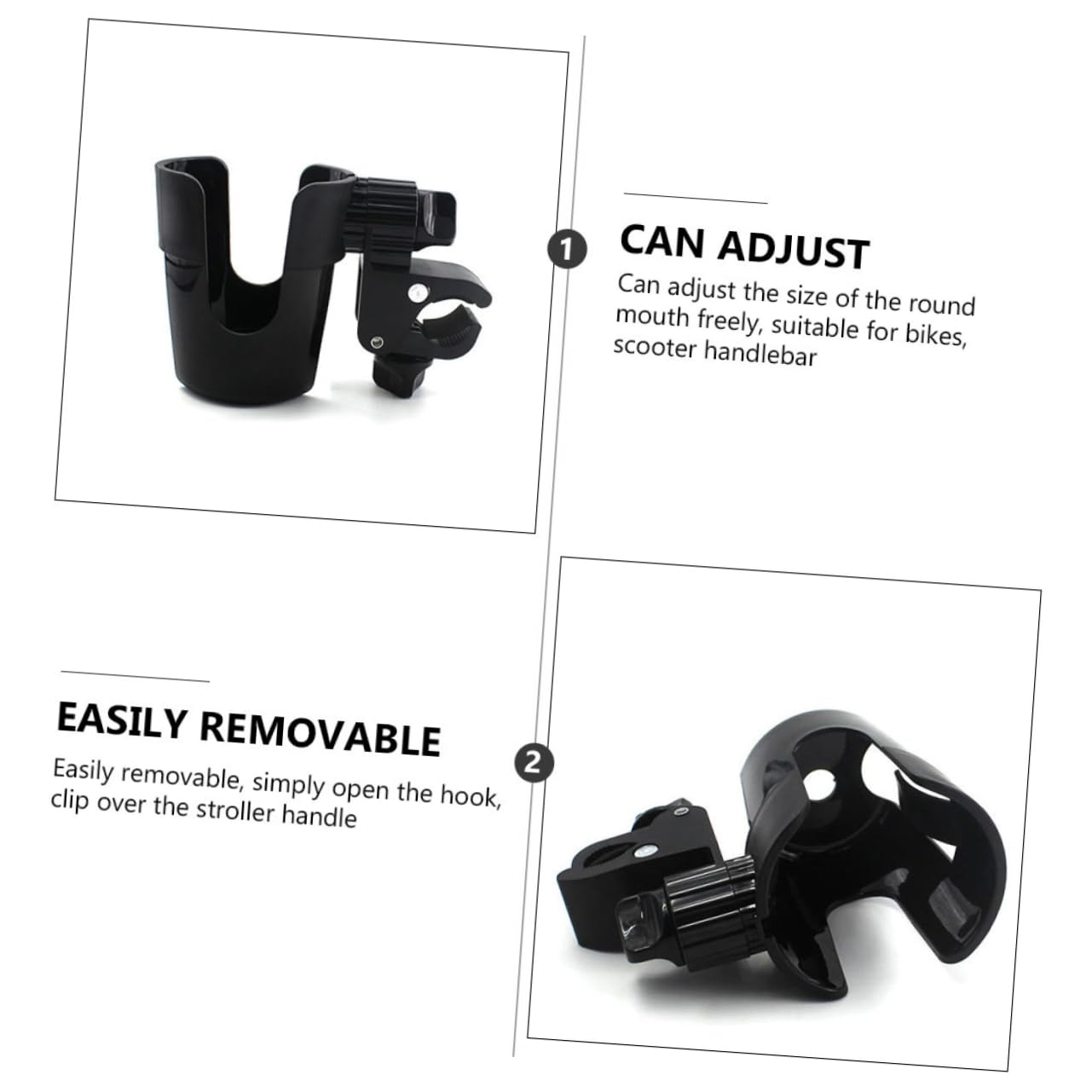 Milisten Pushchair Milk Bottle Holder 2pcs Handlebar Bottle Clamp Rotatable Water Cup Holder for Scooter