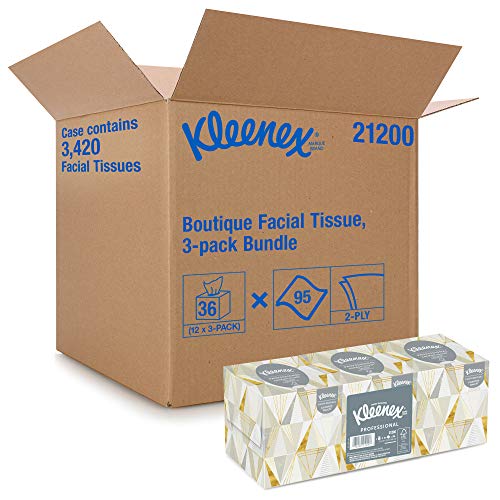 Kleenex Professional Facial Tissue for Business (21200), Upright Cube Box, 95 Tissues/Box, 12 Bundles/Case, 3 Boxes/Bundle, 36 Boxes/Case