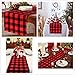 OurWarm Christmas Table Runner Red Black Cotton Buffalo Check Plaid and Burlap Double Sided Table Runner for Holiday Winter Home Decorations, 14 x 72 Inch