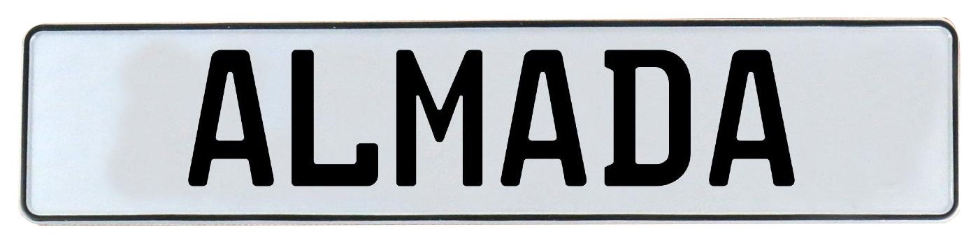 Vintage Parts 580241 Wall Art (Almada White Stamped Aluminum Street Sign Mancave)