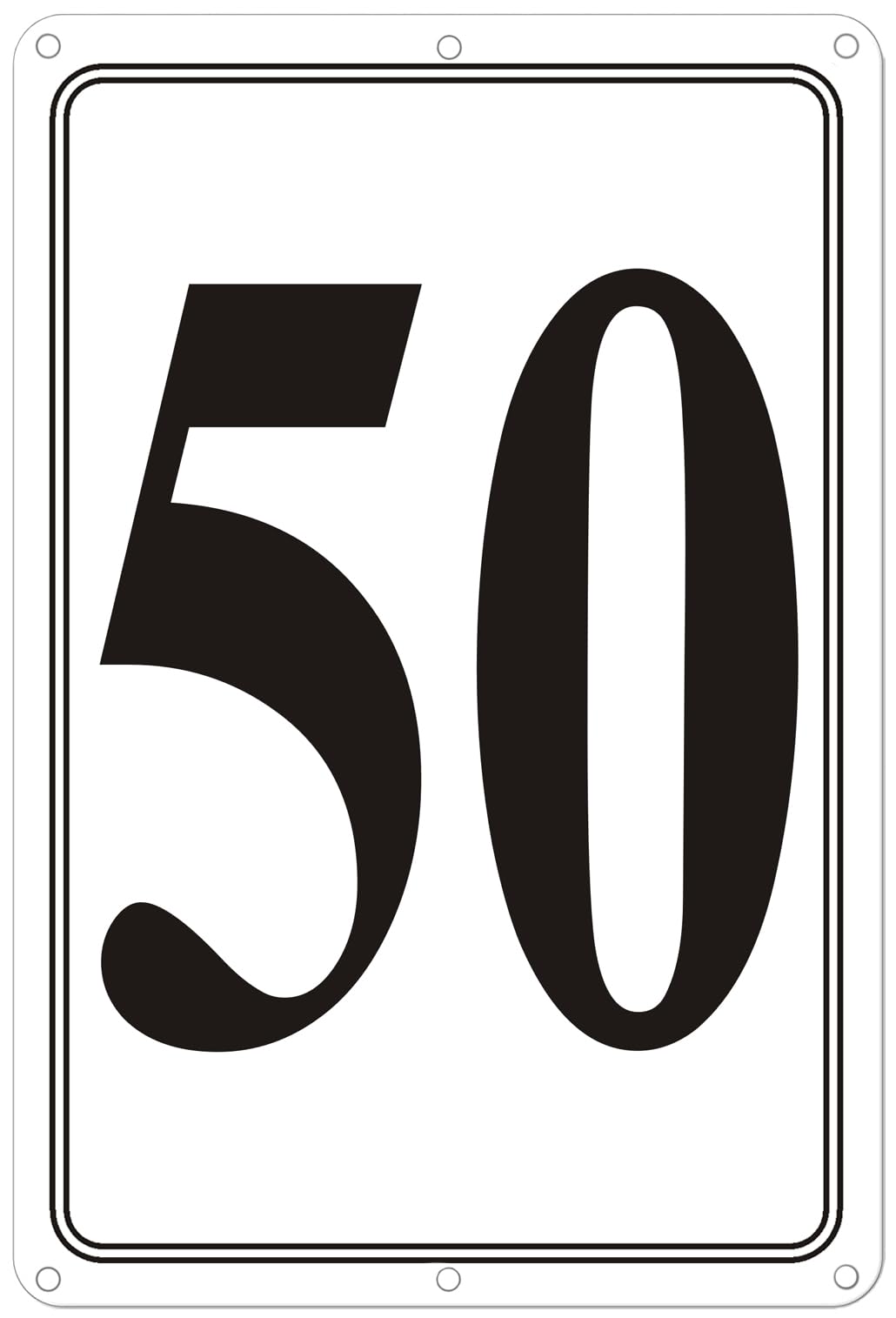 Premium Aluminum Number Signs 50, Metal 12" X 8" Numbered Signs Outdoor for Parking Lots, Floor, Dock, Court, Aisle, Field, High Visibility, No Fade, Weather-resistant