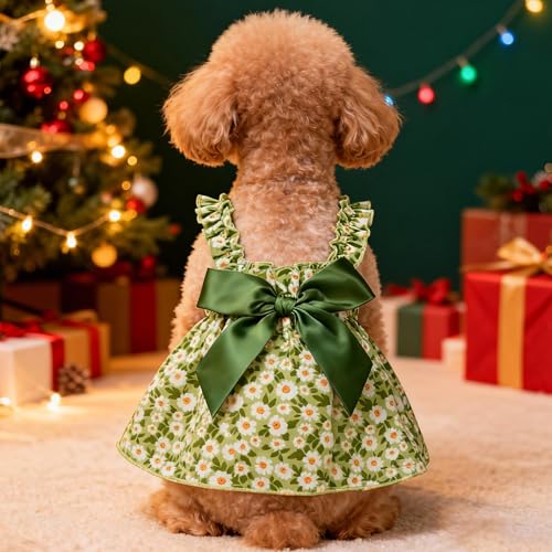 Dog Dress Little Daisy Princess Style Skirt for Small Dogs Bow Decor Dresses Puppy Summer Floral Skirts Outfits - Image 5