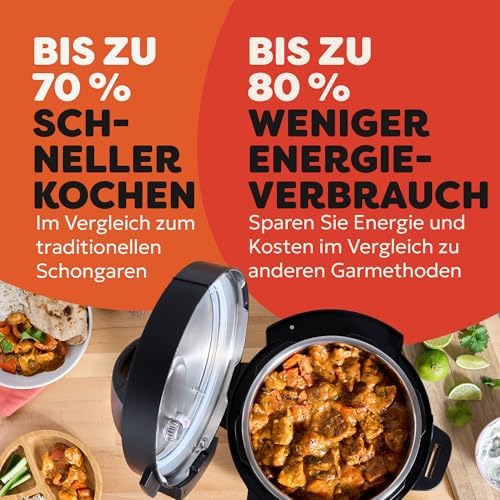 Bild 6 - Instant Pot Multikocher, 3.8L 7-in-1 Smart Cooker - Schnellkochtopf, Schongarer, Reiskocher, Sautierpfanne, Joghurtbereiter, Dampfgarer und Speisewärmer - Schwartz