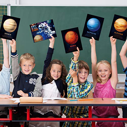 Outus 12 Pieces Solar System Educational Teaching Posters Laminated Kids Space And Planets Posters Print Wallchart Art For Toddlers Classroom Bedroom 10.6 X 14.1 Inch #TOP6