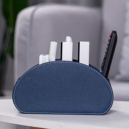 SANQIANWAN PU Leather Remote Storage Box Holder Remote Control Holder with 5 Compartments for TV Receiver DVD Desk Pen Kitchen Bathroom Makeup - Image 2