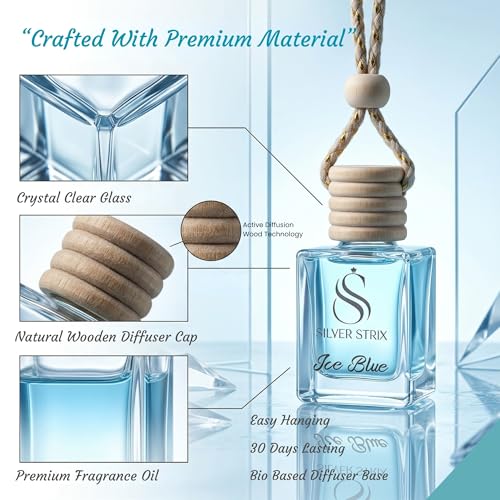Image of Car Perfume Air Freshener | Long Lasting Fragrance for Car Interior | Premium Luxury Scent for Fresh & Pleasant Drive | Easy to Use Car Freshener for All Vehicles (Ice Blue)