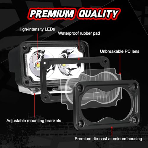 Image of LED Pod Light Yellow Off Road Driving Work Light Bar Cube | 4PCS CREE 3 Inch Light Pods 40W Combo Waterproof Bumper Fog Lights for Truck Pickup ATV UTV SUV 4x4 Motorcycle Boat