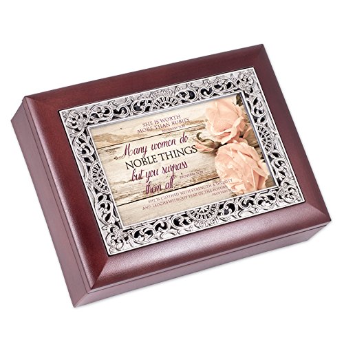 Cottage Garden Women Do Noble Things You Surpass Rosewood Jewelry Music Box Plays Wonderful World