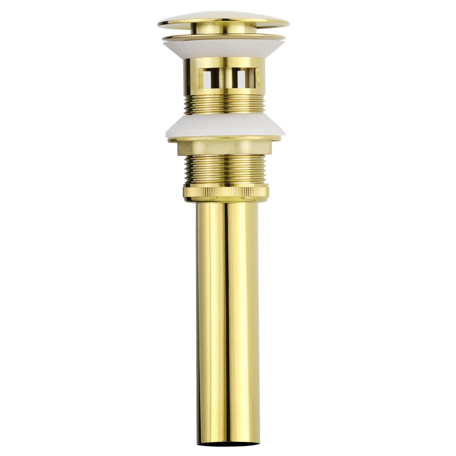 Tecmolog Bathroom Vessel Drain Hair Catcher Brass Pop Up Sink Drain with Overflow, Zirconium Gold, BW03J1