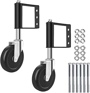 2 Pack 4-Inch Gate Wheels for Wooden Gate, Gate Caster Spring Loaded for Metal Tube Swing Vinyl Gate Heavy Duty, Outdoor Rolling Fence Gate Support Wheel Rollers Kit