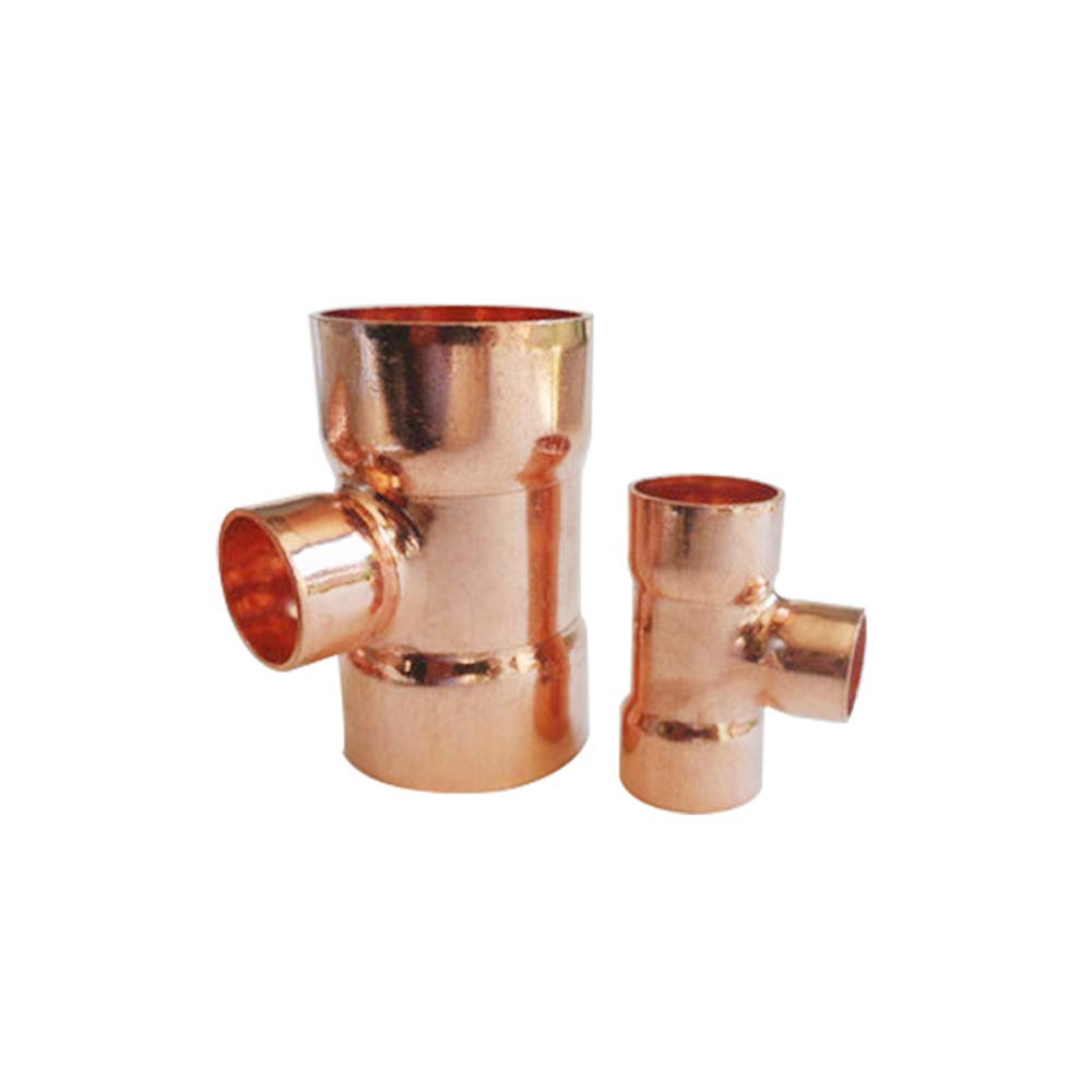 54mm 67mm To 15 16 22 28 42mm ID Reducing tee 3 Ways 99.9% Copper End Feed Solder Plumbing Fitting For Air Condition(67mmx42mmx67mm)