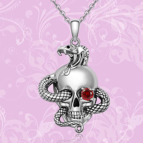 LOVGIFSET Skull Necklace Snake Halloween Sugar Skull Sterling Silver Necklaces for Women Skeleton Bone Gothic Punk Jewelry - Image 6