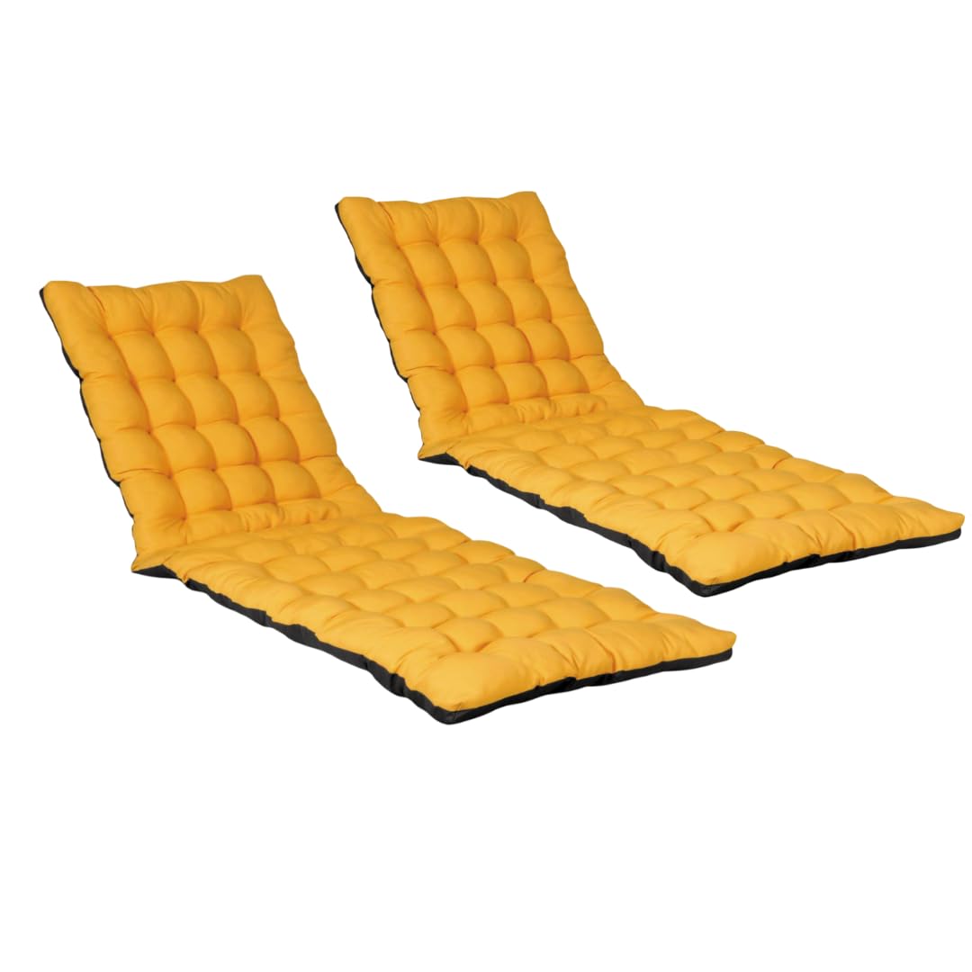 Atout Ciel Lot de 2 Coussins matelassés Bicolores pour Bain de Soleil, transat en Tissu déperlant 190x60cm, Anthracite/Jaune