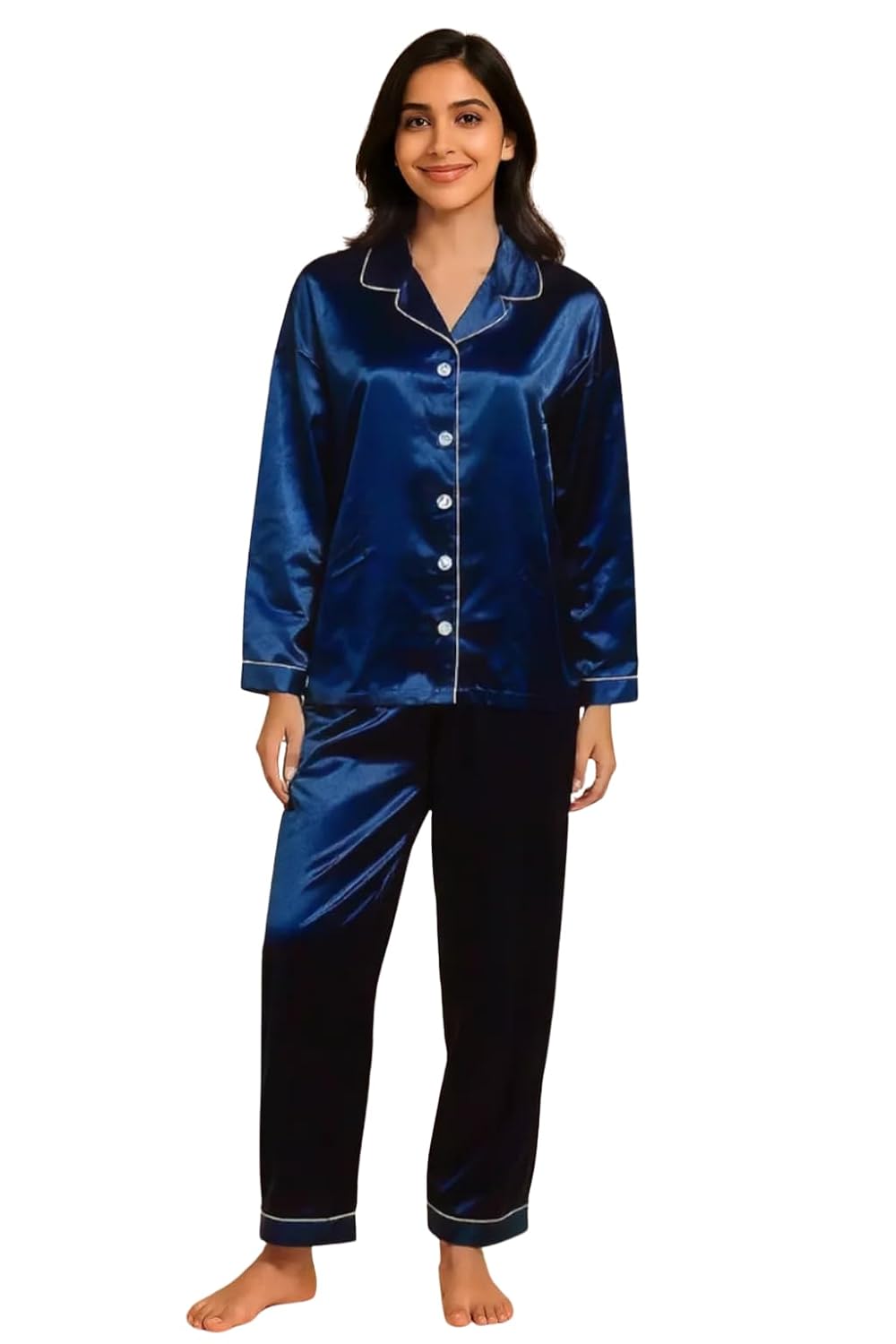 G-KA Women’s Satin Night Suit Pyjama Set Full Sleeve Button Down Soft Silky Comfortable Relax Fit & Breathable Satin Night... - Review, Price and Buying Guide