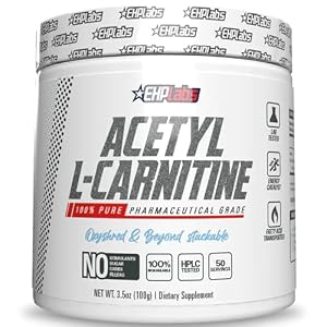 EHPlabs Acetyl L Carnitine Powder, Supports Natural Energy Production, Supports Metabolism, Assists in Healthy Brain Function, Supports Heart Health, Vegan, Gluten Free, Non GMO, 100 Serving, 500g