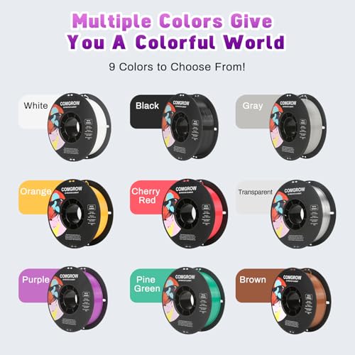 Image of Comgrow PETG 3D Printer Filament 1.75mm, High Precision and Tough 3D Printer Filament 1kg (2.2LBS), Dimensional Accuracy + /- 0.02 mm, Fit Most 3D Printers Gradient Purple White
