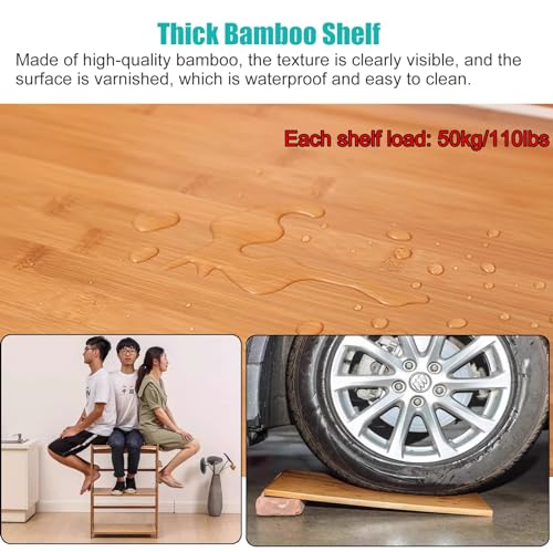Support pour composants stéréo robuste en bambou véritable de couleur 4 n - 4