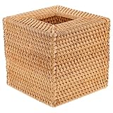 OFFSCH Caja de Pañuelos de Ratán Tejido Original, Estuche Práctico para Servilletas