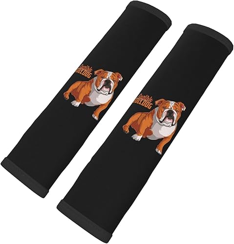Funda para cinturón de seguridad de automóvil de bulldog inglés para adultos y niños, decoración interior de automóvil, 2 fundas protectoras para