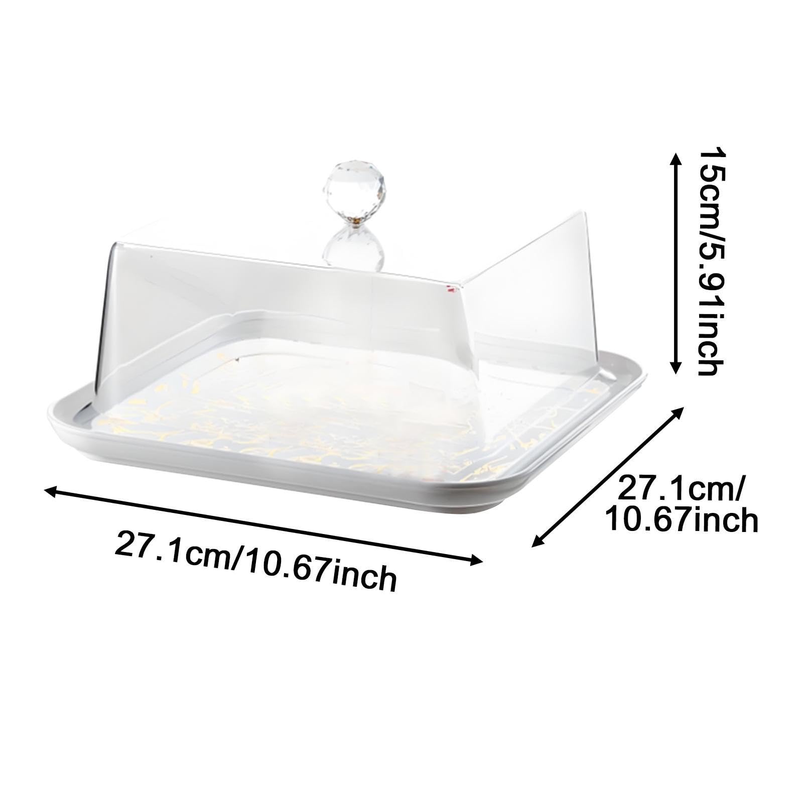 Cúpula Acrílica para Pasteles, Ideal para Proteger Y Exhibir Pasteles en La Mesa, Square Gold S