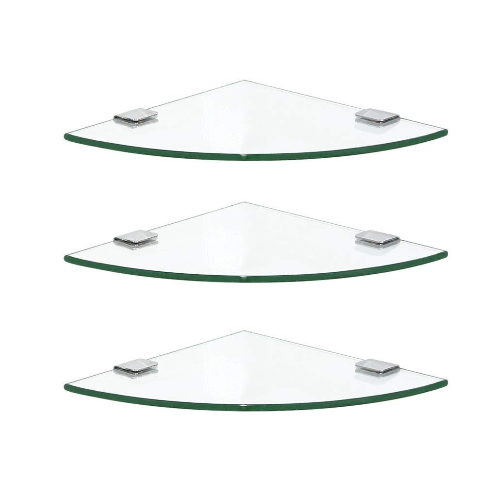 sdneNest Shower Caddy Baske Corner Glass Shelf Bathroom Storage Organizer Wall Mounted Rack for Kitchen Lavatory 3 Packs-30cm