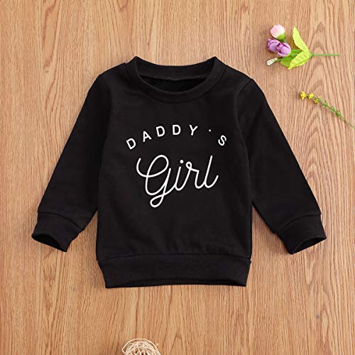 Duanyozu Infant Toddler Baby Girl Long Sleeve Shirts Daddys Girl Pullover Sweatshirt Tops Fall Outfit Casual Clothes (Black, 12-18 Months) #TOP5