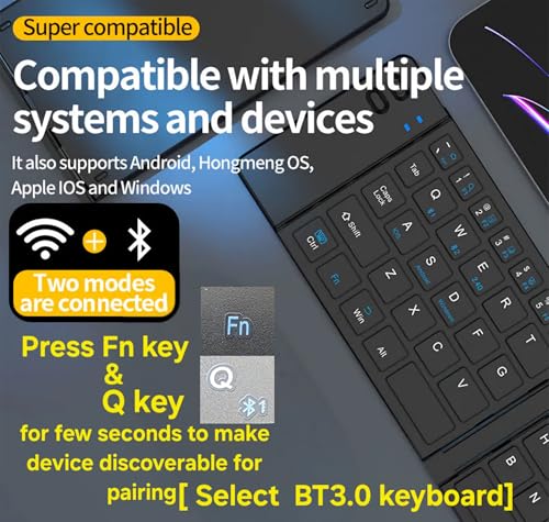 Image of Portable Wireless Bluetooth Folding Keyboard Ultra Slim Pocket Size, Bluetooth Wireless, for iOS, Android and Windows Tabs, Smartphones (QWERTY Folding Keyboard)