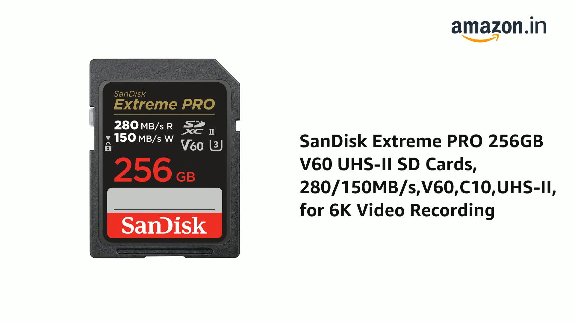 SanDisk Extreme PRO 256GB V60 UHS-II SD Card