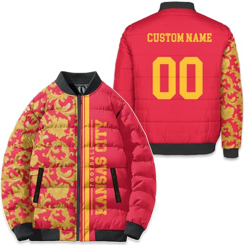 Mens Football Customize Personalized Winter Bomber Puffer Coat Any Name Number Plus Size Apparel Down Jacket