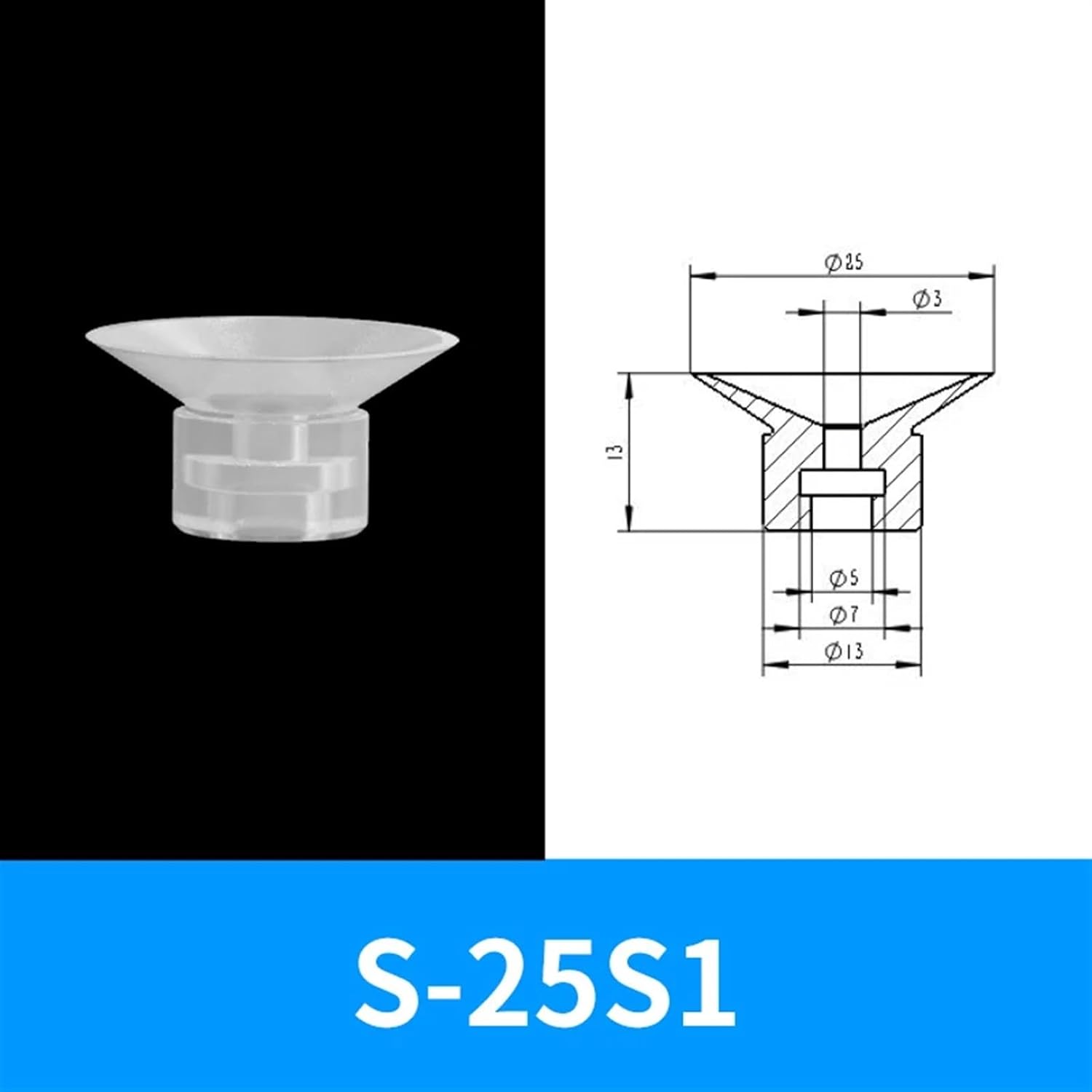 1/2/3 Layer S-20S1~40S1 Series Air Fitting Manipulator Pneuamtic Industrial Vacuum Rubber Suction Pad Cup (Color : S-25S1, Size : QTY-10PCS)