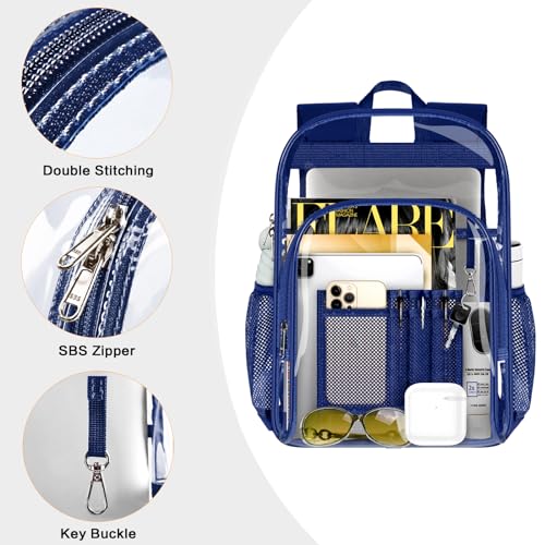 Image of PAMANO Clear Backpack, Heavy Duty Transparent Reinforced Bottom See Through for College, Travel Work Security