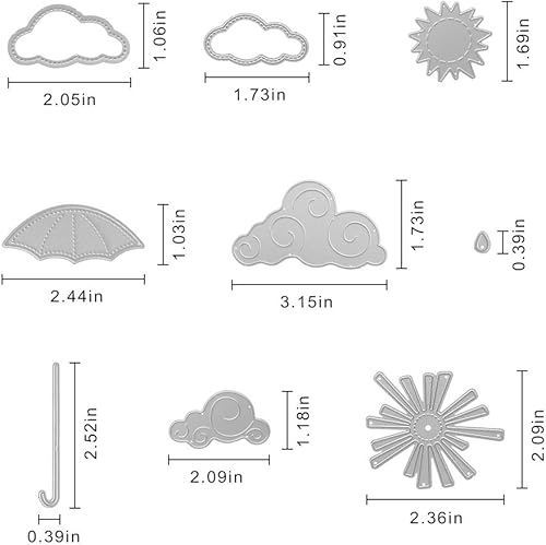 Miniatura 2 de Troqueles de corte de nube de sol de metal, para paraguas de lluvia, plantillas en relieve, molde de plantilla para álbumes de recortes y