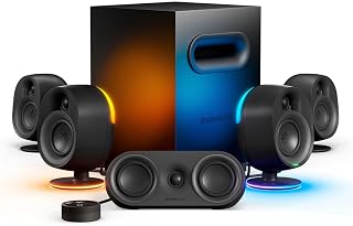 SteelSeries Arena 9 5.1 USB Surround Gaming Speakers: Wireless Rears, RGB Lighting, Powerful Subwoofer for PC, PS, Mac