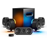 Arena 9 Illuminated 5.1 Desktop Gaming Speakers – 5.1 USB Surround Sound – Wireless Rear Speakers – 2-Way Speaker Design – Subwoofer – RGB Light, Bluetooth – PC, PlayStation, Mobile, Mac
