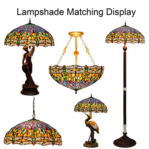 Lampadaire libellule 20 pouces en vitrail style Tiffany violet vert orange - 4