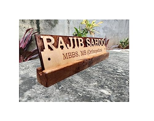 Layered Cut Out Name and Engraved Designation Desktop Nameplate (...