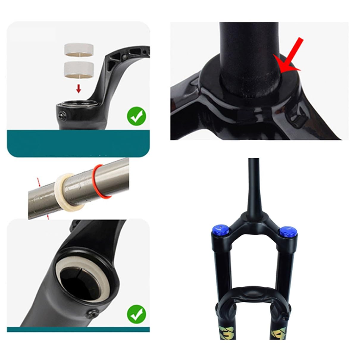 Forcella Anteriore ad Aria per Mountain Bike da 27,5 e 29 Pollici, Escursione 140 mm, Perno Passante 15×100, Tubo Conico da 1-1/2'' con smorzamento Regolabile.