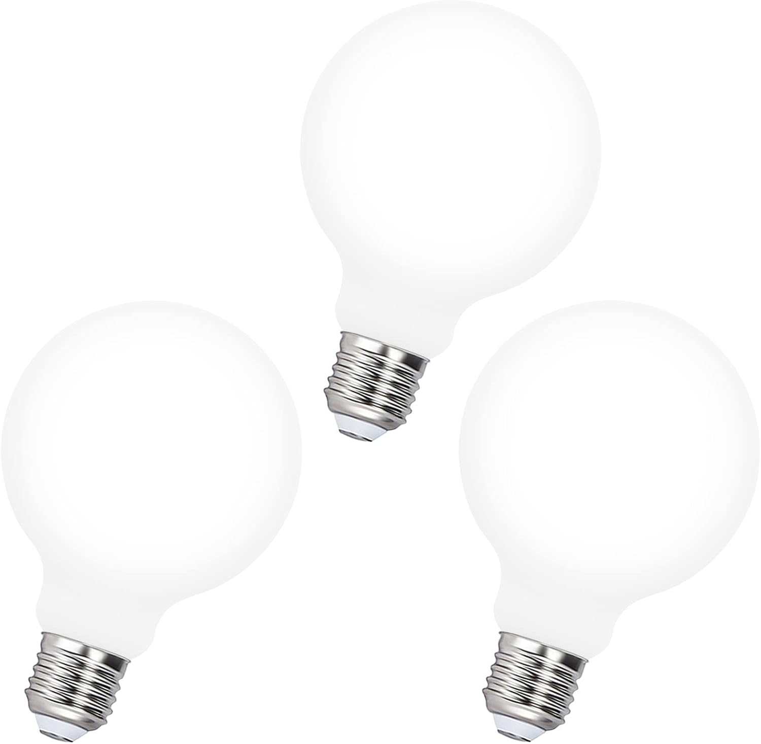 ENUOTEK Dimmable G95 LED Large Edison Screw E27 ES Base Round Light Bulbs Daylight Opal 4000K 8W Equivalent 80W Incandescent Bulb Lamp Maximum 870Lm 360°Full Lighting Angle 3 Pack