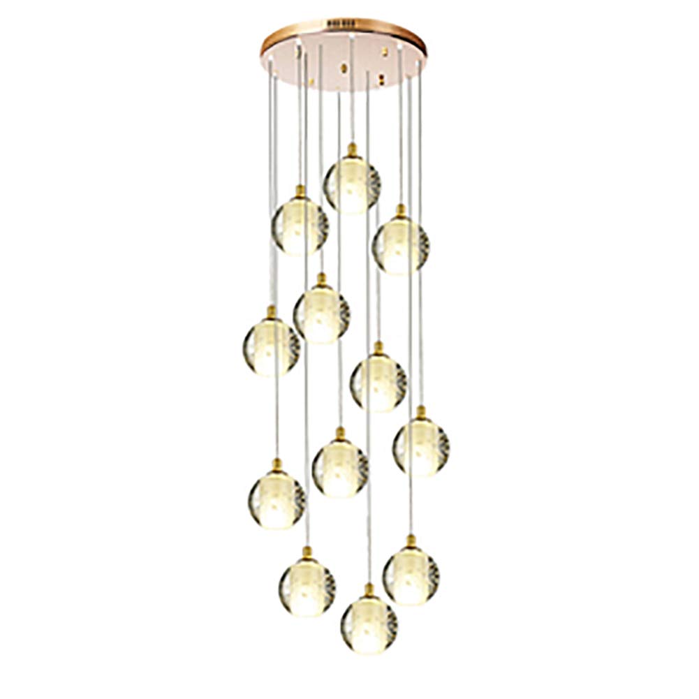 PCXEHUYP Stairs Long Chandeliers,Spiral Staircase Cluster Chandelier Ceiling Light Fixture for Hotel Living Room Home Bar, K9 Crystal Spiral Chandelier-Silver misalmed Arrang(12)