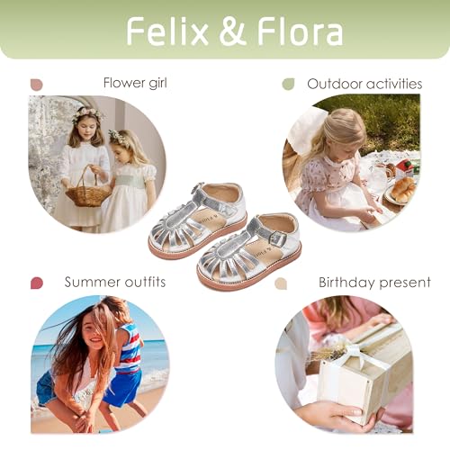 Image of Felix & Flora Toddler Girls Sandals Soft Rubber Princess Flat Shoes Flower Girl Shoes