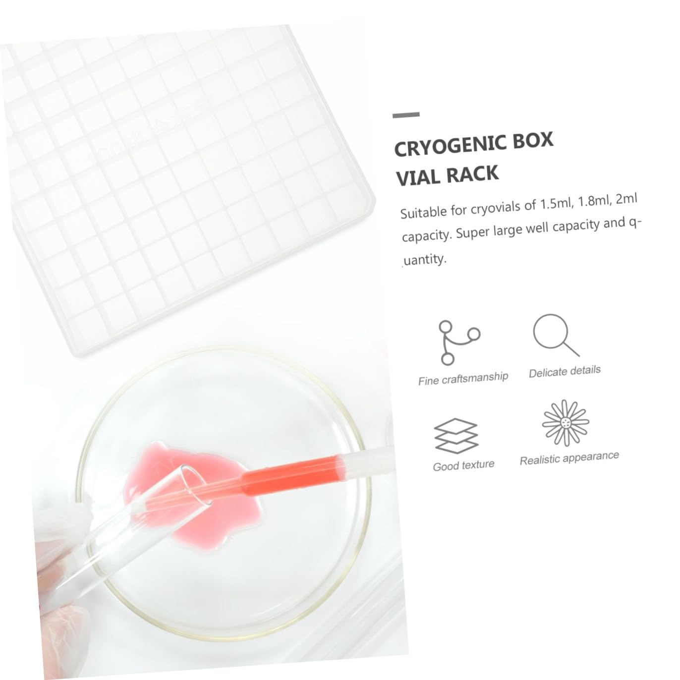 Gefrierbox für Reagenzgläser aus Kunststoff Pp mit 100 Fächern Geeignet für 1,5ml bis 2ml Probenröhrchen zur Sicheren Aufbewahrung im Labor