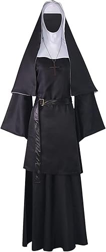 SHOPESSA Vestido victoriano para mujer, disfraz de monja vintage de los años 1800, bata de sacerdote con capucha, vestido de baile de guerra civil