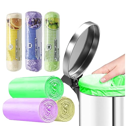 Pedal Bin Liners (Pack of 3), 50 Litre Capacity, 3 Rolls of 16, Slightly Scented Bin Bags with Tie Handles for more Secure Fastening, Durable and Leakproof