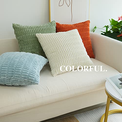 Jojusis Pack Of 2 Decorative Throw Pillow Covers Soft Striped Corduroy Square Cushion Case For Sofa Couch 18 X 18 Inch Burnt Orange #TOP2